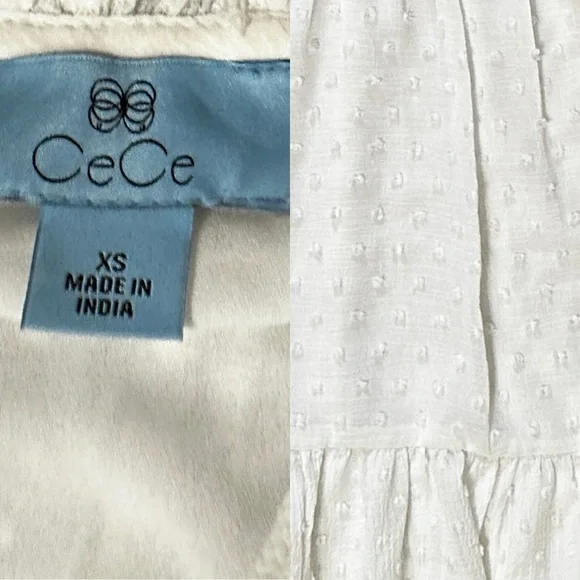 Cece Ruffled Clip-Dot Dress creamy White Size XS X-Small - Picture 2 of 5